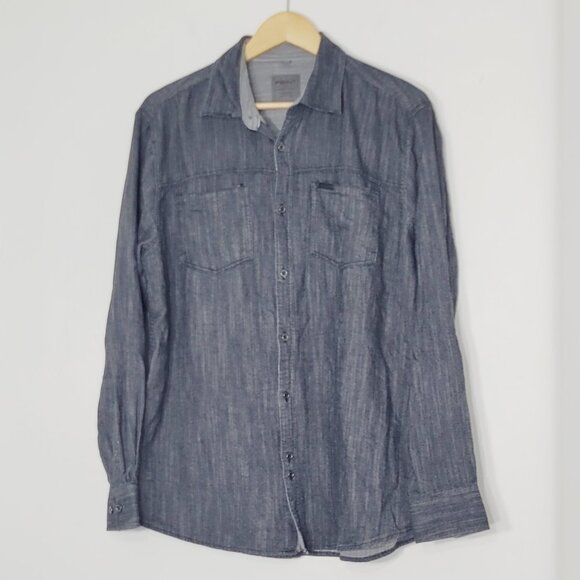 Point Zero Men's Dark Gray 100% Cotton Semi Fit Button Down Causal Shirt Large - Picture 1 of 12